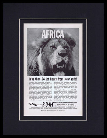 1960 BOAC British Airways / Africa Framed 11x14 ORIGINAL Vintage Advertisement