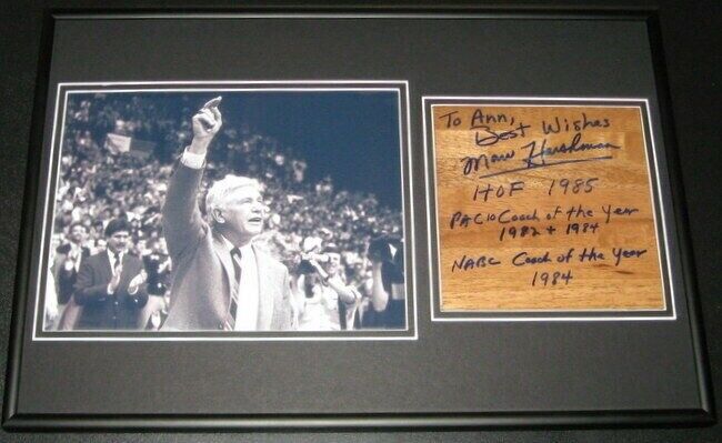 Marv Harshman Signed Framed 12x18 Floorboard + Photo Display Washington