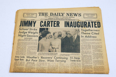 ORIGINAL Vintage Jan 20 1977 Jimmy Carter Inaugurated PA Daily News Newspaper