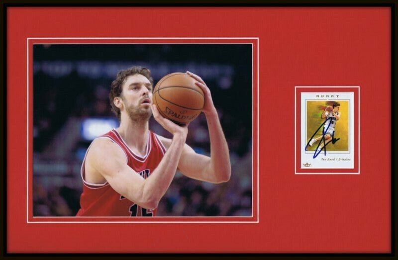 Pau Gasol Signed Framed 11x17 Photo Display Bulls Lakers