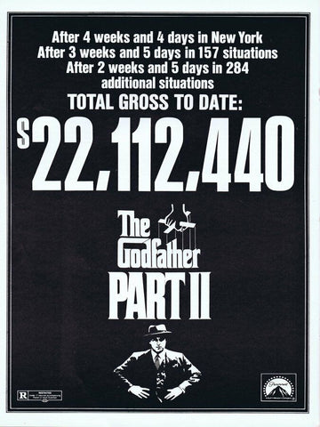 Godfather II 1975 ORIGINAL Vintage 9x12 Industry Ad RARE