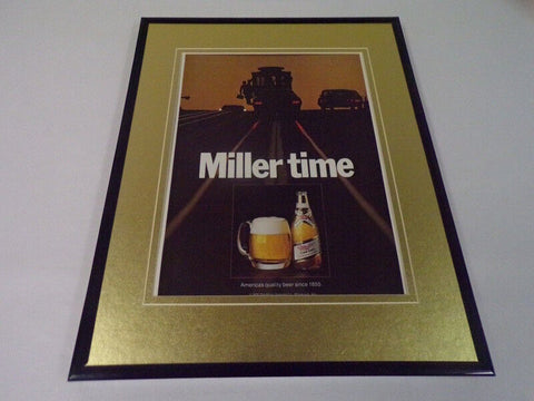 1976 Miller Beer Miller Time Framed 11x14 ORIGINAL Vintage Advertisement