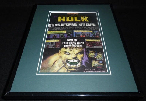 Incredible Hulk 1994 SNES Game Gear 11x14 Framed ORIGINAL Vintage Advertisement