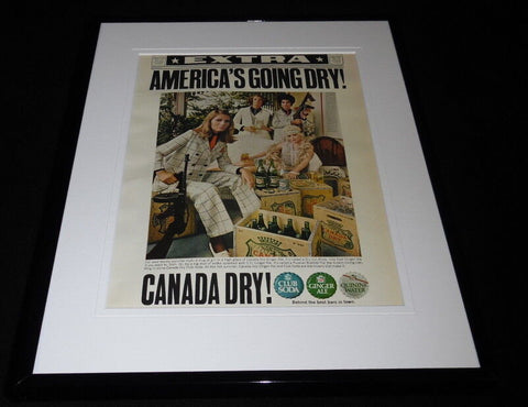 1968 Canada Dry Ginger Ale Club Soda Framed 11x14 ORIGINAL Vintage Advertisement