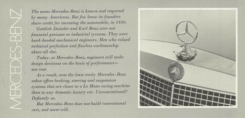 ORIGINAL Vintage 1972 Mercedes Benz Sales Brochure 