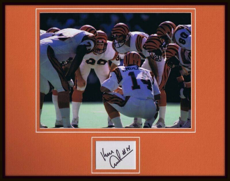 Ken Kenny Anderson Signed Framed 11x14 Photo Display Bengals 