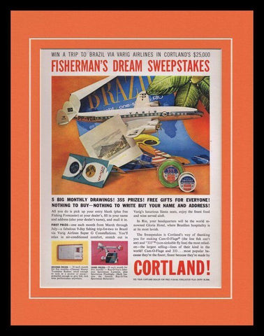 1959 Cortland Line Fisherman Dream Framed 11x14 ORIGINAL Vintage Advertisement