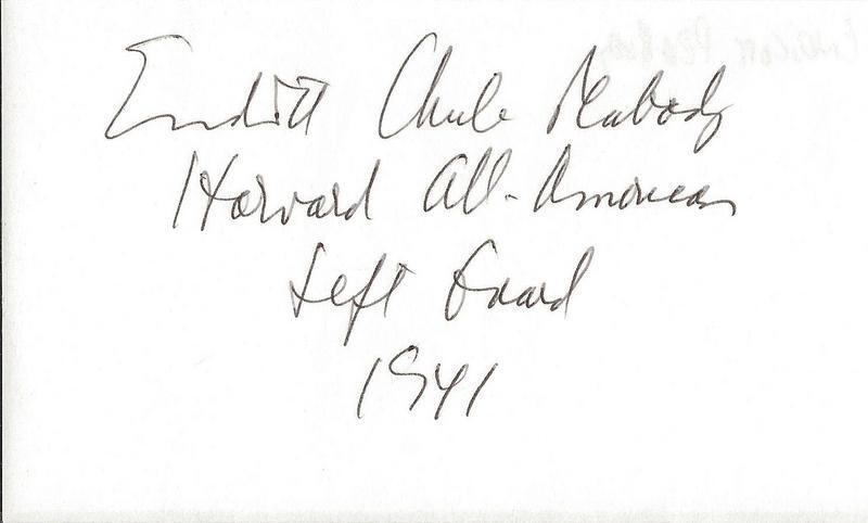 Endicott Chub Peabody Signed 3x5 Index Card Harvard