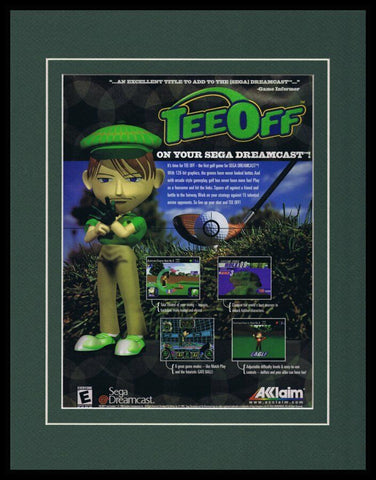 Tee Off 2000 Sega Dreamcast Framed 11x14 ORIGINAL Vintage Advertisement