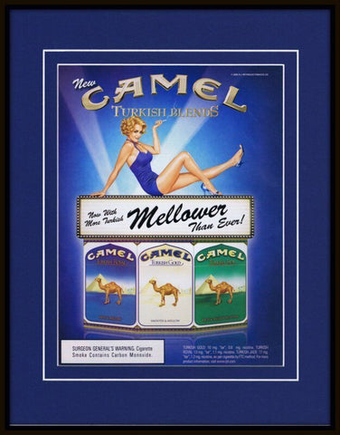  2005 Camel Cigarettes Leggy Blonde Smoking Framed 11x14 ORIGINAL Advertisement