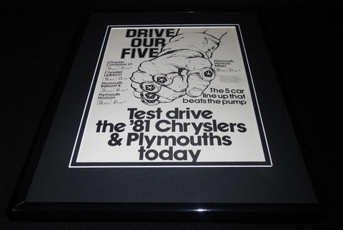 1981 Chrysler Dodge Plymouth Test Drive 11x14 Framed ORIGINAL Advertisement