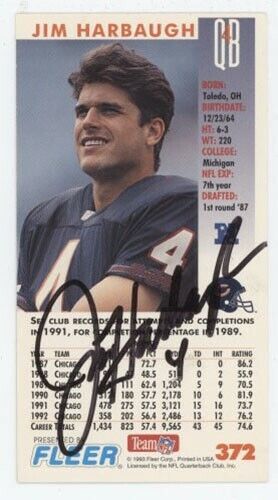 Jim Harbaugh 1993 Gameday Autograph Card #372 JSA Bears Michigan