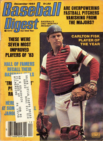 VINTAGE Dec 1983 Baseball Digest Magazine Carlton Fisk White Sox