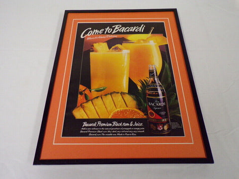 1988 Bacardi Black Rum 11x14 Framed ORIGINAL Vintage Advertisement