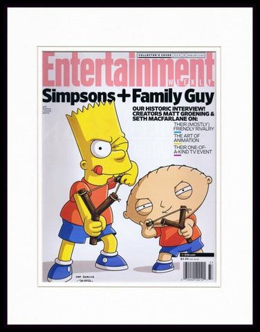 Simpsons Family Guy Framed ORIGINAL 2014 Entertainment Weekly Cover Bart Stewie