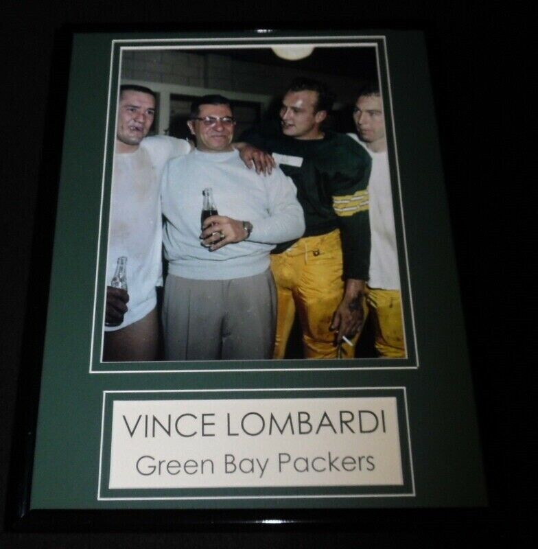 Vince Lombardi Drinking Soda 11x14 Framed Photo Display Packers