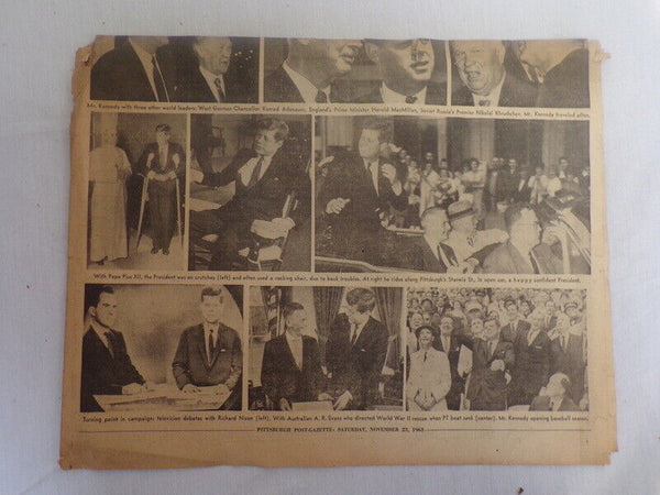 ORIGINAL November 23 1963 Pittsburgh Post Gazette JFK Kennedy Memorial Newspaper