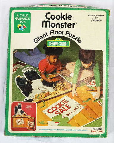 ORIGINAL Vintage 1978 Sesame Street Cookie Monster Giant Floor Puzzle