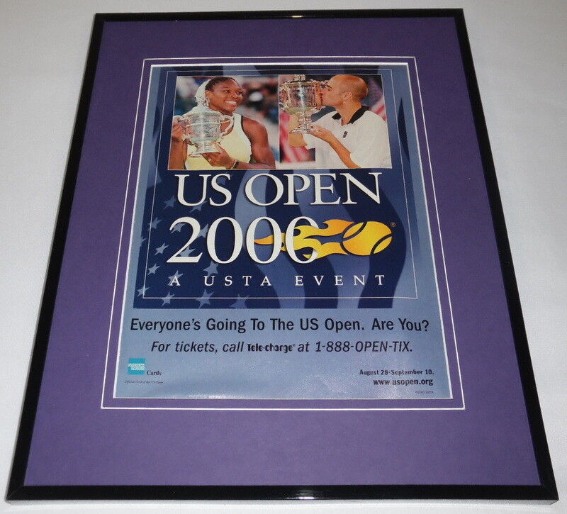 2000 US Open on USA 11x14 Framed ORIGINAL Advertisement Andre Agassi