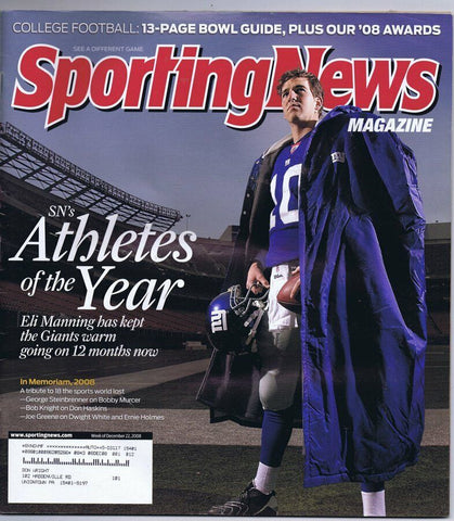 ORIGINAL Vintage December 22 2008 Sporting News Magazine Eli Manning Giants