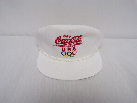 ORIGINAL Vintage 1996 Coca Cola Olympic Sponsor White Cap Hat NEW no tags