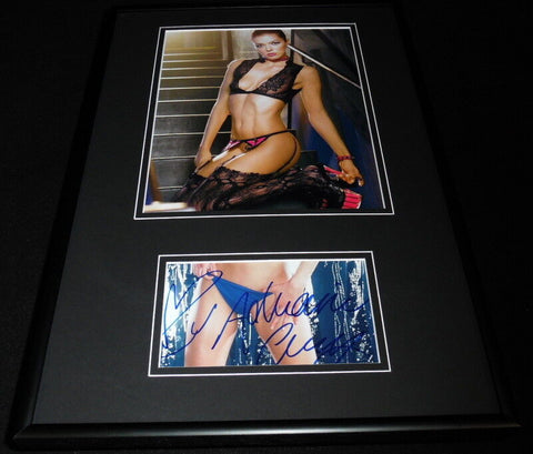 Adrianne Curry Signed Framed 12x18 Stockings Lingerie Heels Photo Set 