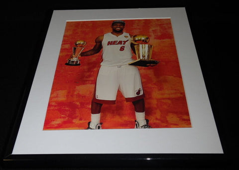 Lebron James w/ trophies Framed 11x14 Photo Display Miami Heat B