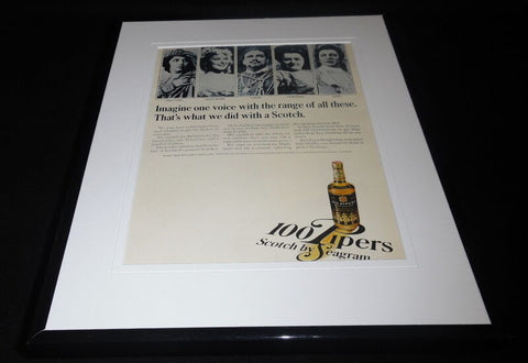 1970 Seagram's 100 Pipers Scotch Whisky 11x14 Framed ORIGINAL Advertisement