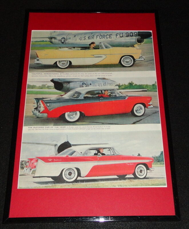 Vintage 1956 Plymouth Belvedere Dodge Royal Lancer V8 DeSoto Framed Poster