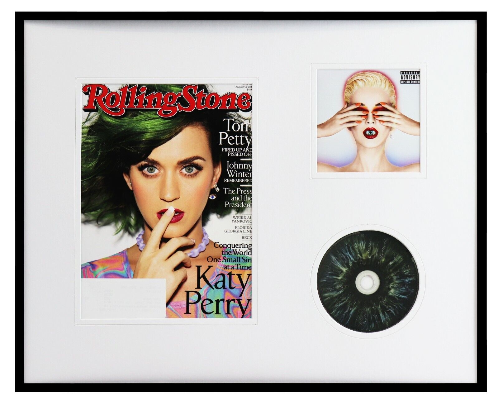 Katy Perry 16x20 Framed Witness CD & 2014 Rolling Stone Cover Display