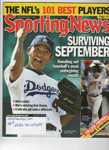 Sep 15 2006 Sporting News Magazine Takashi Saito Dodgers