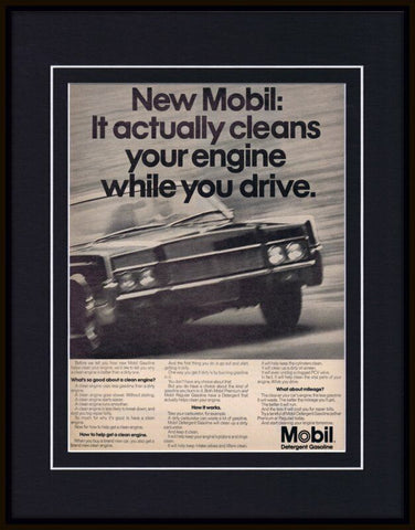 1968 Mobil Gasoline 11x14 Framed ORIGINAL Vintage Advertisement