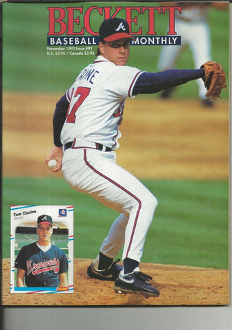 ORIGINAL Vintage Nov 1992 Beckett Baseball Card Magazine Tom Glavine M Mussina