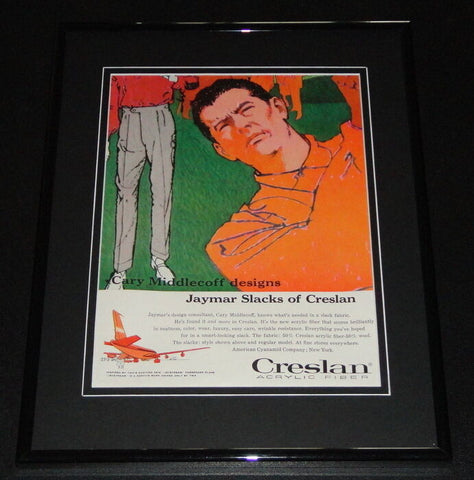 1958 Creslan Jaymar Slacks TWA 11x14 Framed ORIGINAL Vintage Advertisement 