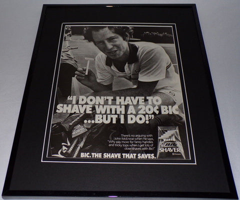 John McEnroe 1983 Bic Shavers 11x14 Framed ORIGINAL Vintage Advertisement