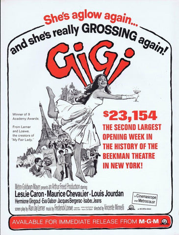 Gigi 1966 Leslie Caron ORIGINAL Vintage 9x12 Industry Ad Louis Jourdan