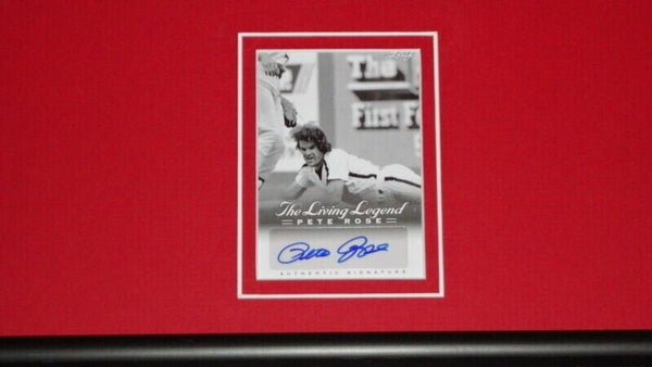 Pete Rose Signed Framed 12x18 Photo Display LEAF Reds 