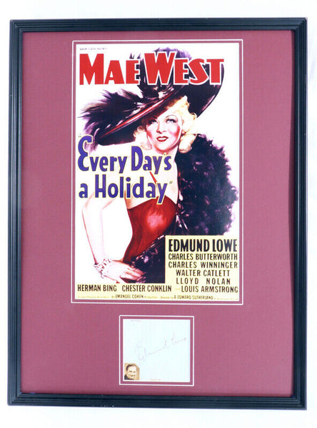 Edmund Lowe Signed Framed 18x24 Every Day's A Holiday Poster Display JSA