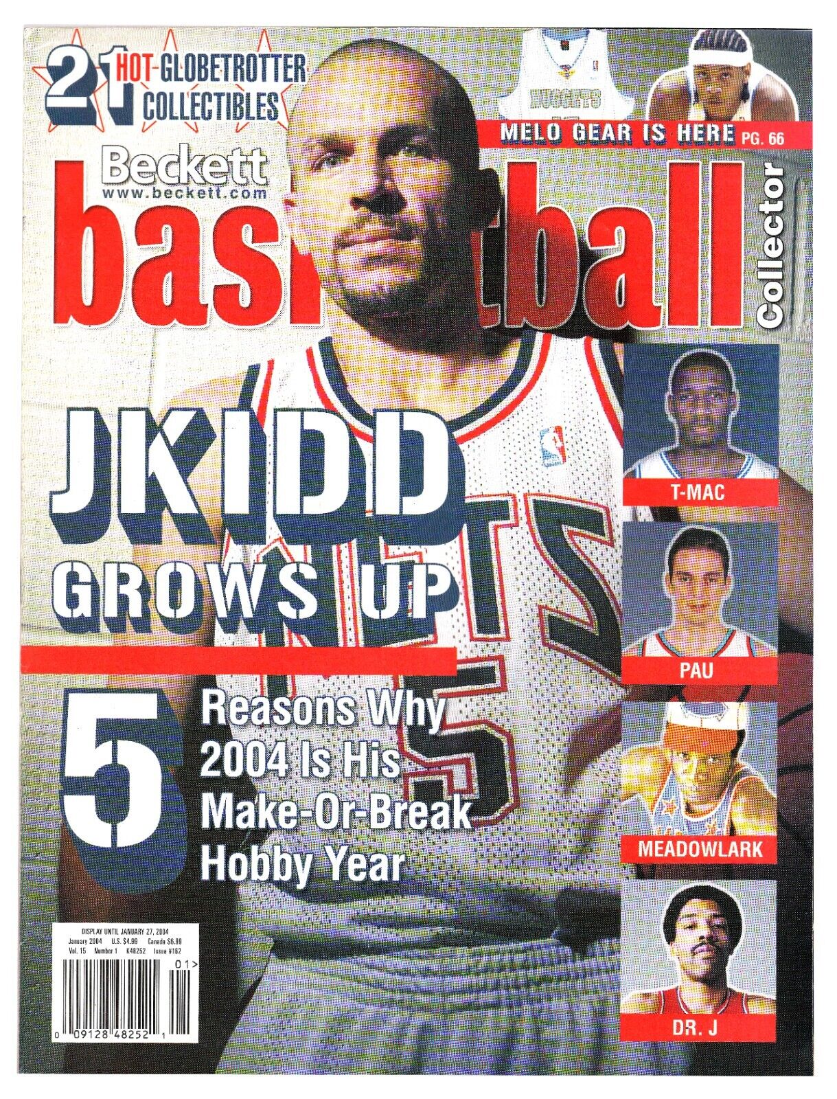 Jan 2004 Beckett Basketball Magazine #162 Jason Kidd Tracy McGrady Dr J