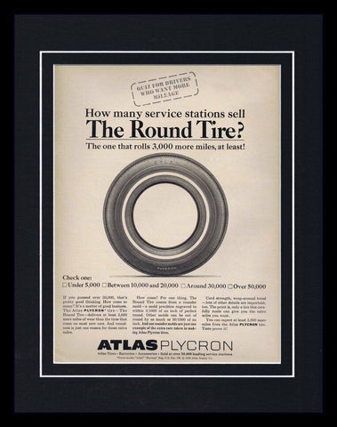 1966 Atlas Plycron Tires Framed 11x14 ORIGINAL Vintage Advertisement 