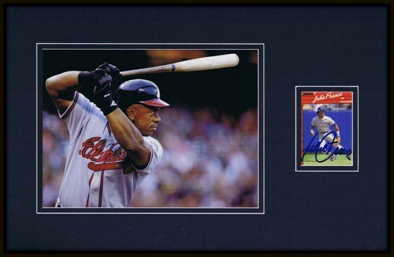 Julio Franco Signed Framed 11x17 Photo Display Braves Indians