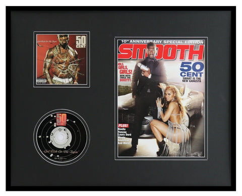 50 Cent 16x20 Framed ORIGINAL 2009 Smooth Magazine Cover & CD Display 