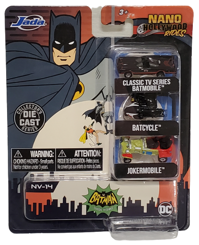 NEW SEALED Nano Hollywood Rides BATMAN Classic TV Series Die Cast Car 3 Pack