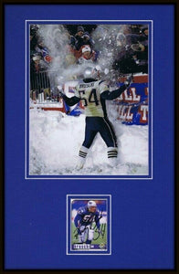 Tedy Bruschi Signed Framed 11x17 Photo Display Patriots Snow