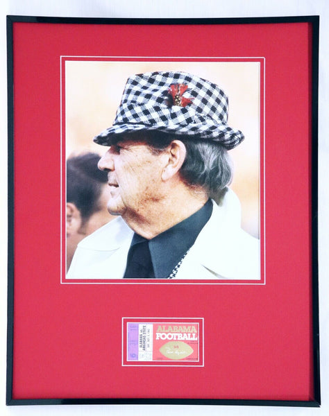 Bear Bryant Framed 16x20 Photo & 1982 Alabama vs Arkansas St Replica Ticket Set 