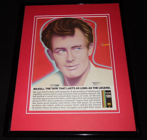 James Dean 1986 Maxell VHS Tapes 11x14 Framed ORIGINAL Vintage Advertisement 