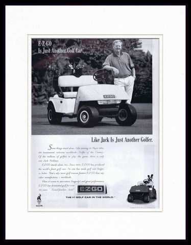 Jack Nicklaus 1996 EZ Go Golf Cart Framed 11x14 ORIGINAL Vintage Advertisement 