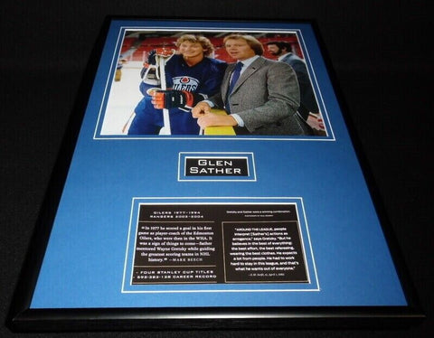 Glen Sather Framed 12x18 Photo Display Oilers w/ Wayne Gretzky