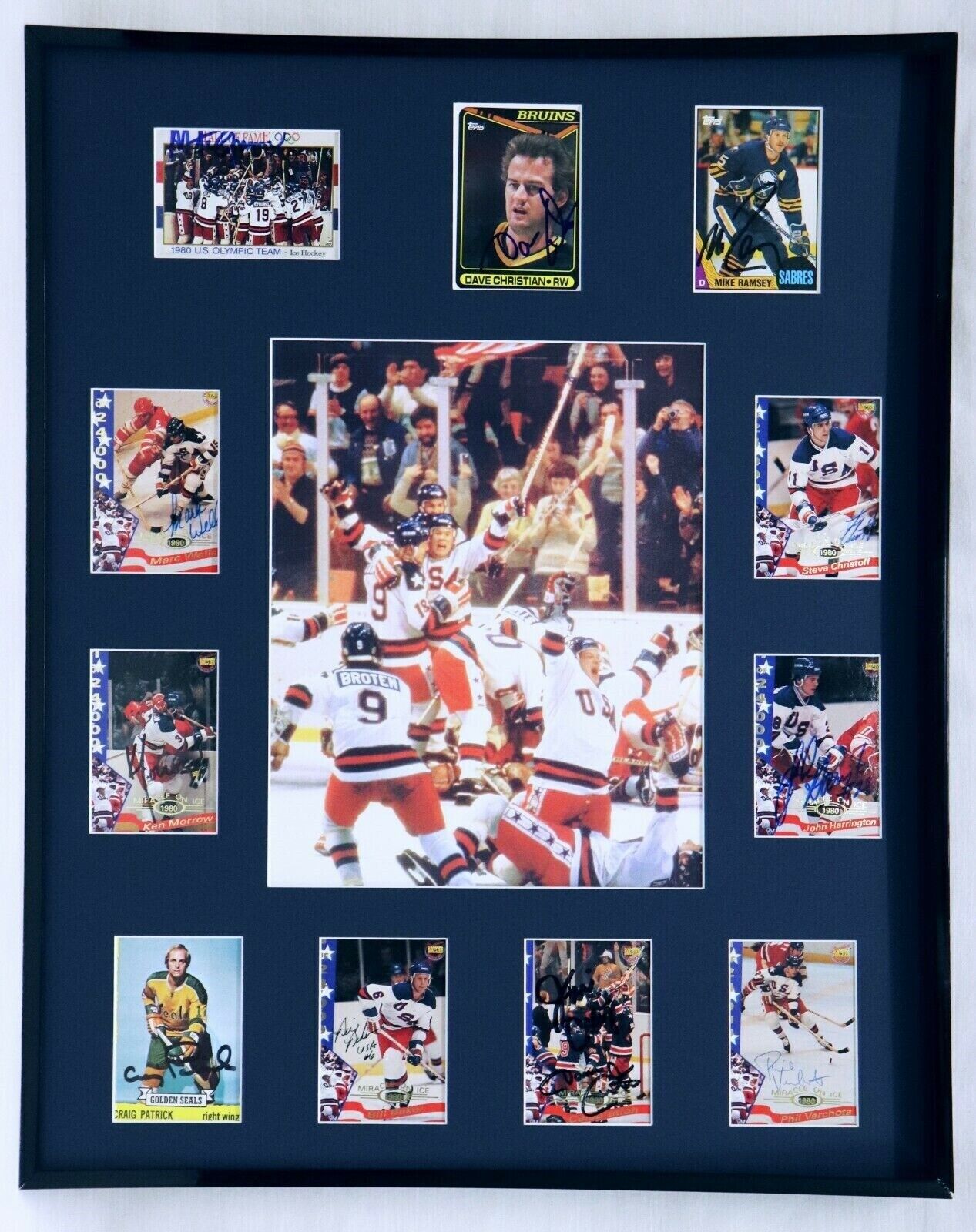 1980 Miracle on Ice USA Hockey Team Signed Framed 16x20 Photo Display C