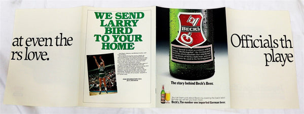 VINTAGE 1989 Jeep / NBA / Beck's Beer / Larry Bird 11x32" Folded Poster 